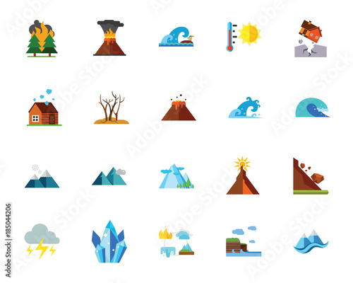 Natural disaster icon set