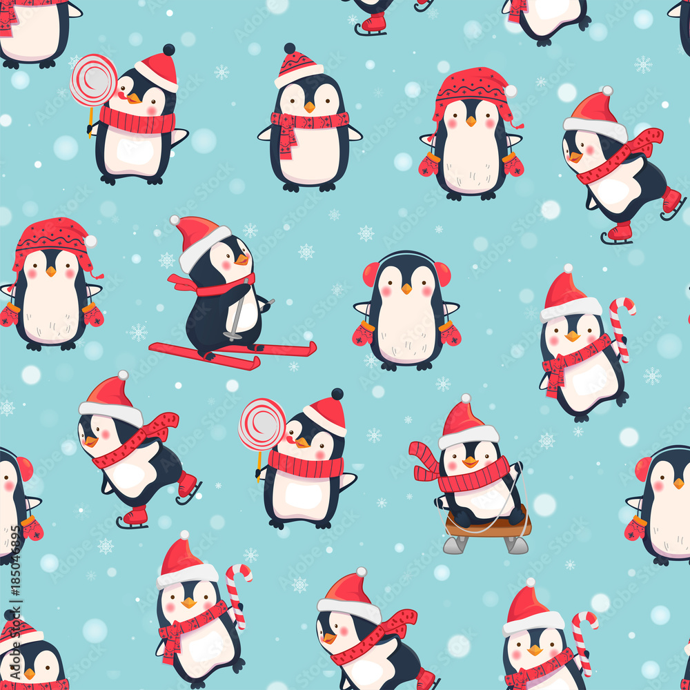 seamless pattern with penguins seamless pattern with penguins
