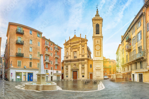 Nice Cathedral made in baroque style located on Place Rossetti square in Nice, Alpes-Maritimes, France photo