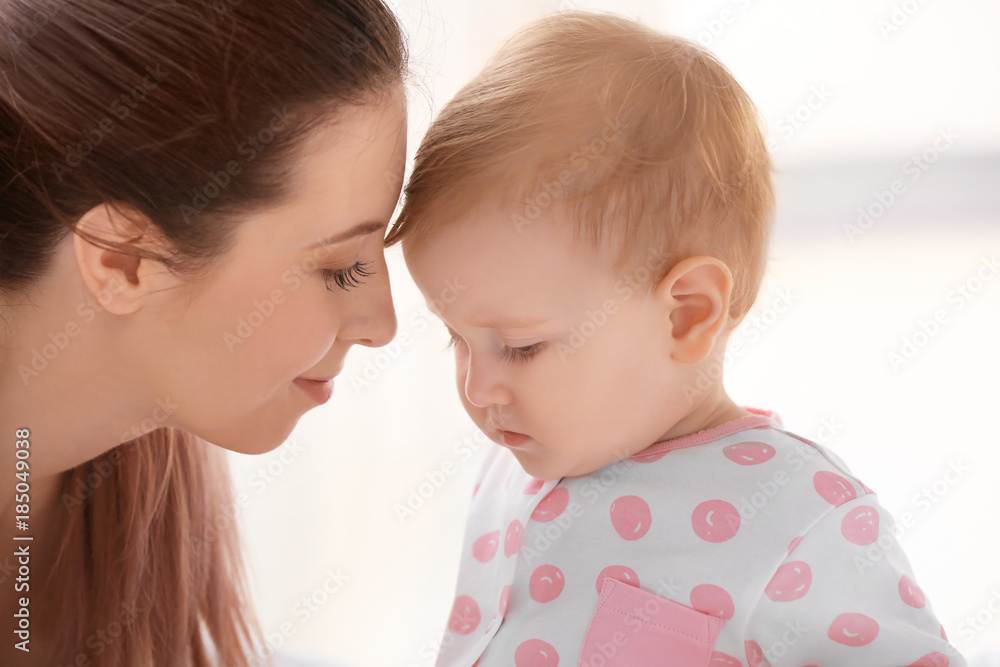 Cute little baby with mother at home Cute little baby with mother at home