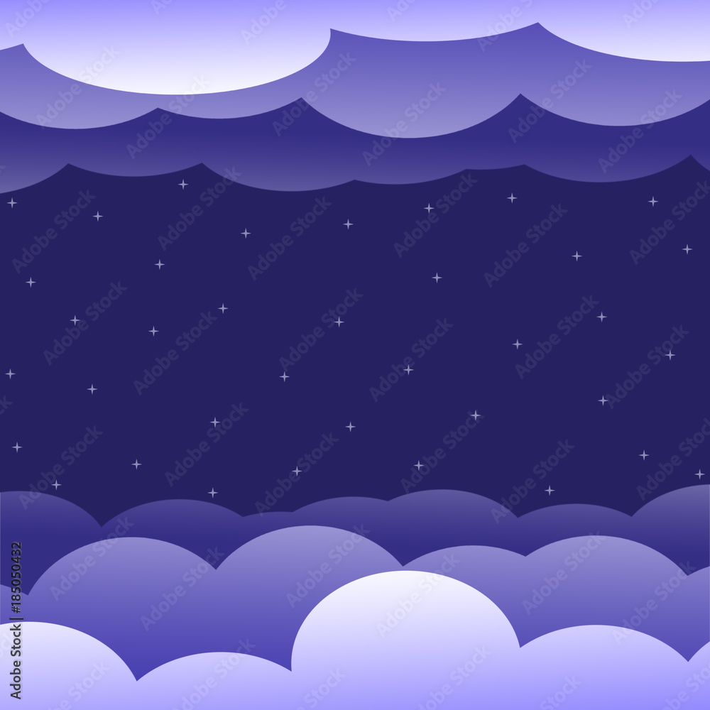 Paper starry sky in the clouds.
