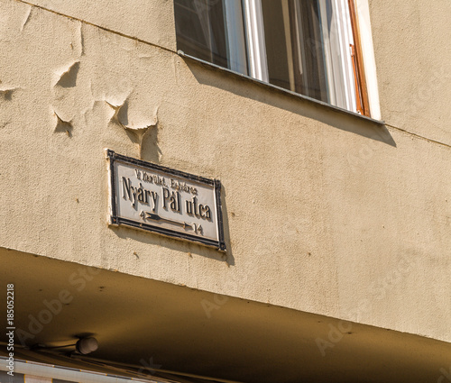 Sign with street name in Budapest photo