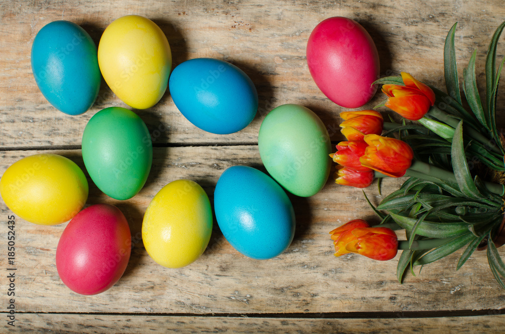 Easter eggs in different colors Easter eggs in different colors