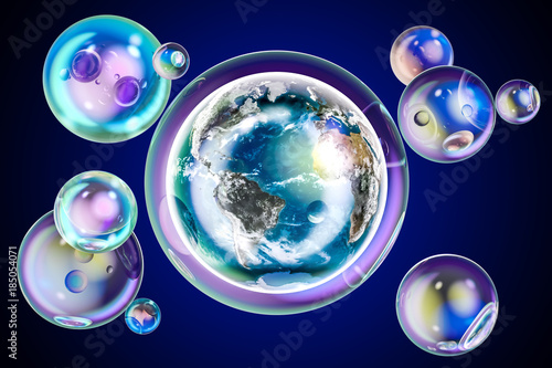 Wallpaper Mural Earth globe inside soap bubble. Environment concept, 3D rendering Torontodigital.ca