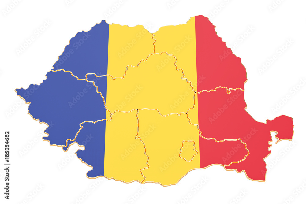 Obraz premium Map of Romania, 3D rendering