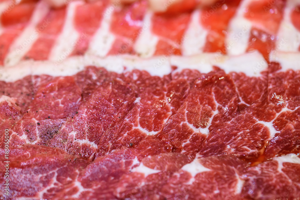 close up meat sliced
