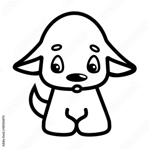 Funny little dog puppy pet . Cartoon dog domestic animal illustration isolated from background.