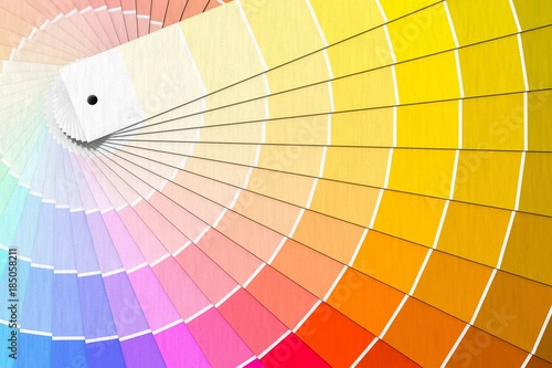 Color palette - guide of paint samples. 3D rendered illustration.