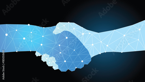 Digital handshake. hand shake made from abstract geometric lines