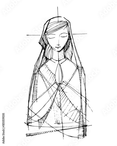 Jesus Virgin Mary praying Virgin Mary praying illustration Face illustration