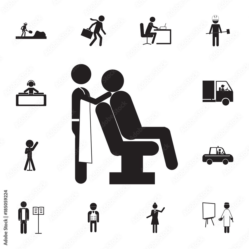 The hairdresser shears people icon. Set of professions disasters icons. Signs and symbols collection, simple icons for websites, web design, mobile app, info graphics The hairdresser shears people icon. Set of professions disasters icons. Signs and symbols collection, simple icons for websites, web design, mobile app, info graphics
