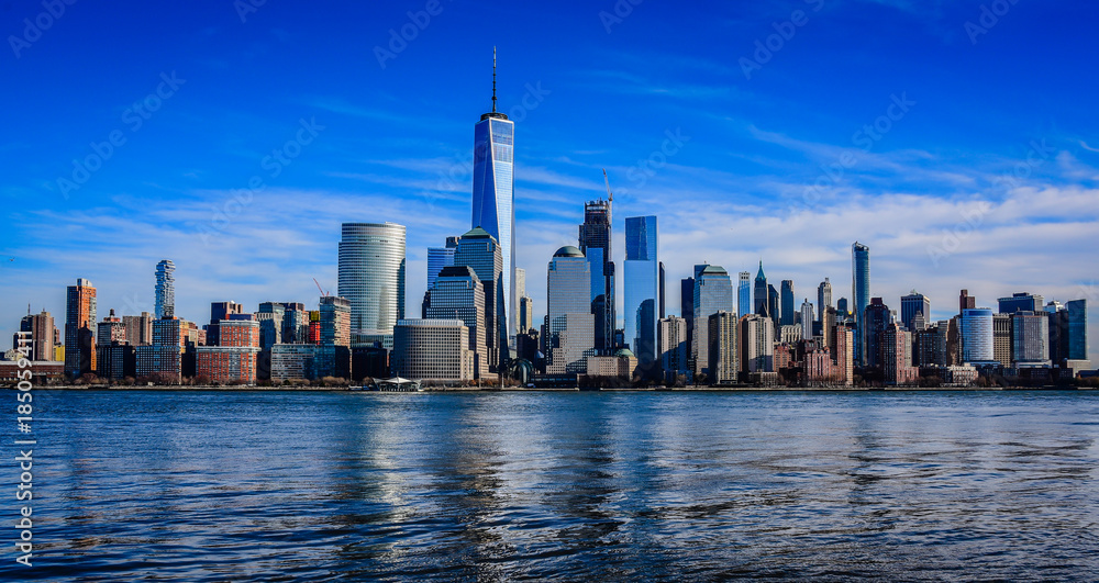 New York City Manhatten Skyline viewed from Jersey City NJ