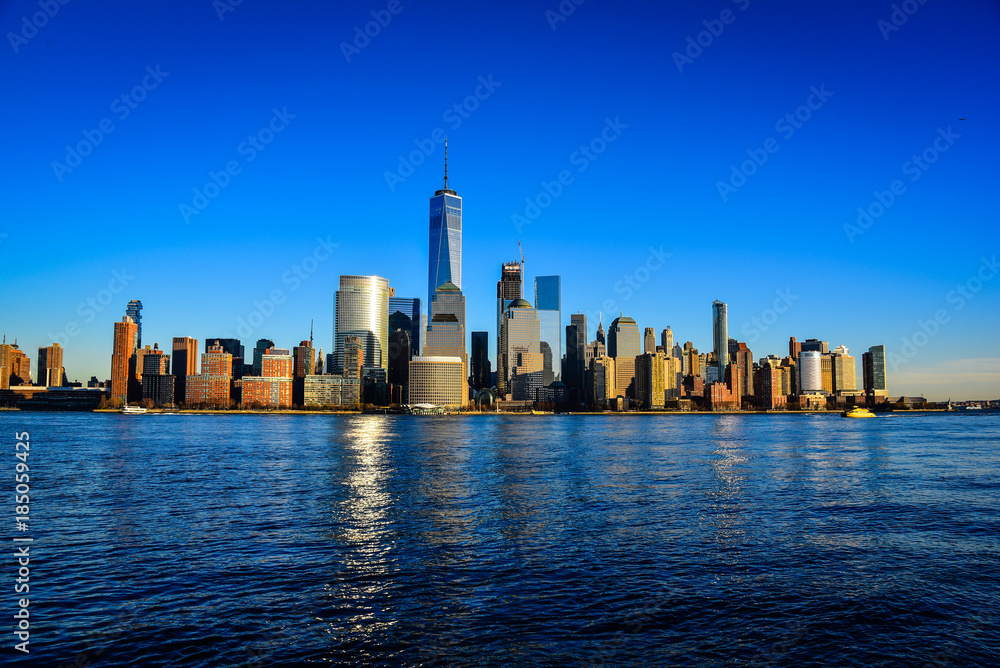 Lower Mahattan Skyline with One World Trade Center New York NY