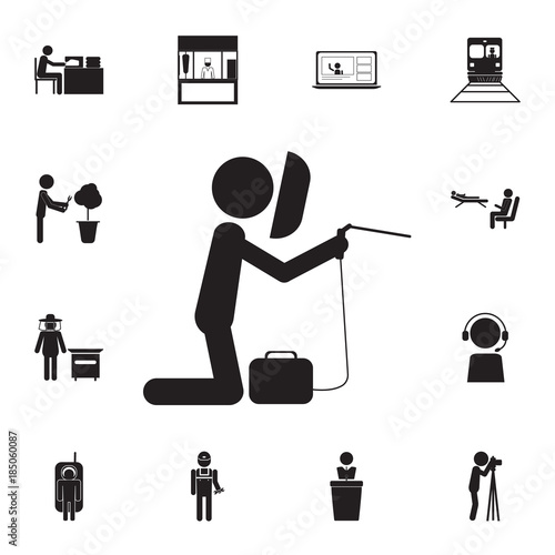welder welds pipes icon. Set of professions disasters icons. Signs and symbols collection, simple icons for websites, web design, mobile app, info graphics