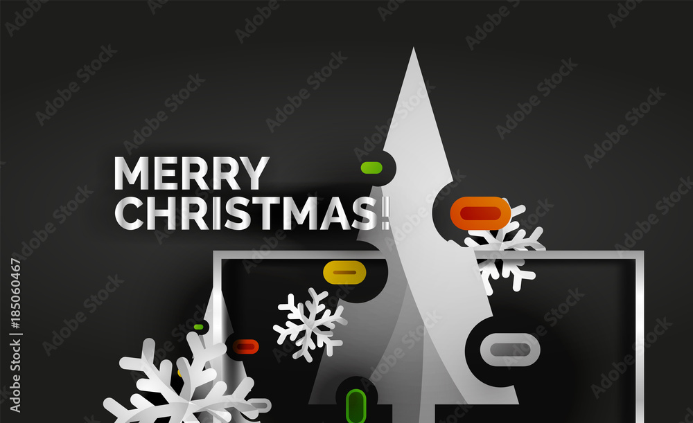 Christmas tree cut paper art, modern minimal design Christmas tree cut paper art, modern minimal design