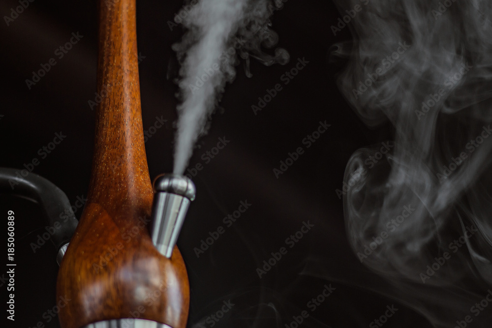 Stylish hookah made of glass and wood