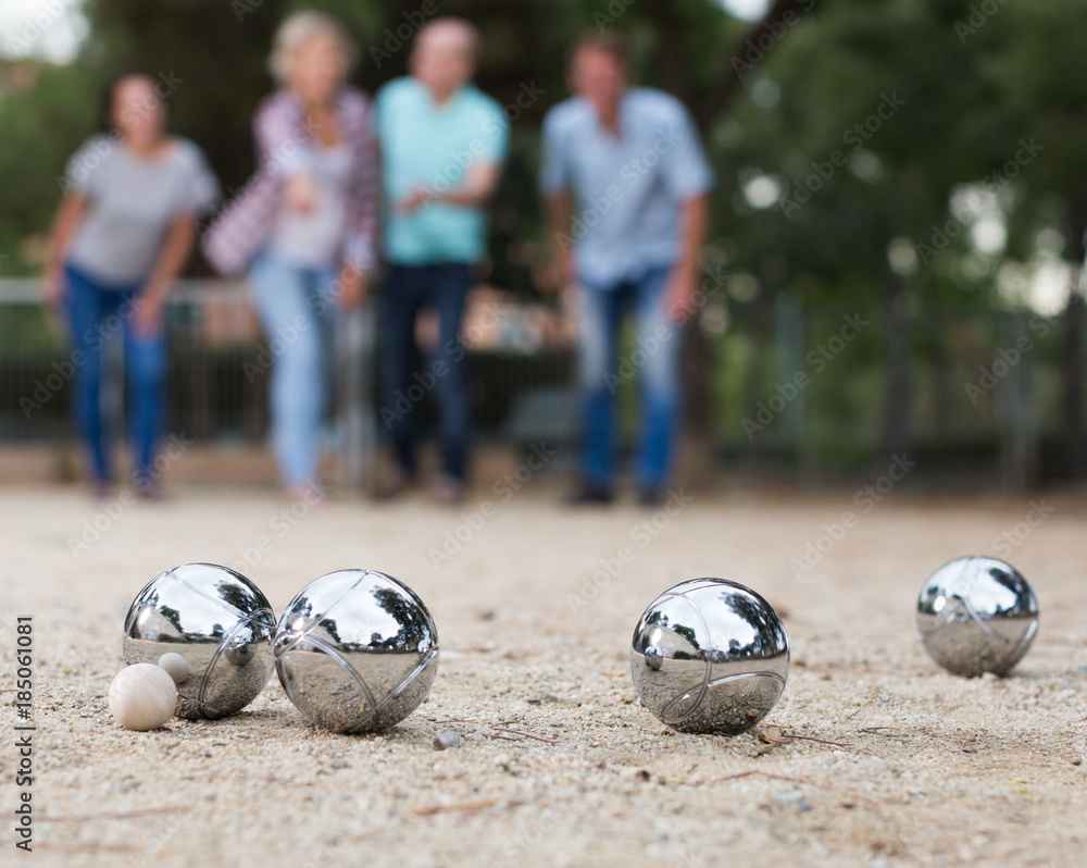 people playing petanque at leisure - obrazy, fototapety, plakaty 