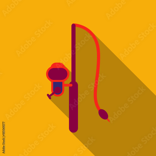 rod spinning with spoon-bait vector illustration isolated on background