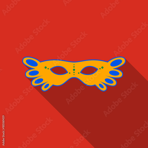 Carnival, masquerade, party and festive accessories. Mask in the form of a silhouette of the face, with decorative patterns and ornaments. Masquerade colorful masks.