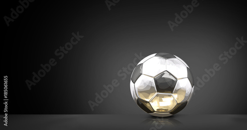 silver golden glossy soccer football ball 3d rendering