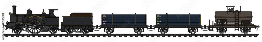 Fototapeta premium Vintage steam freight train