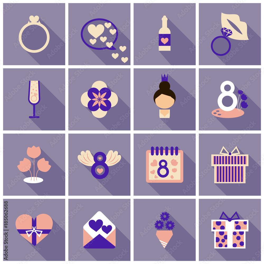Fototapeta premium vector illustration set of badges labels on the topic 8 March International Women's Day