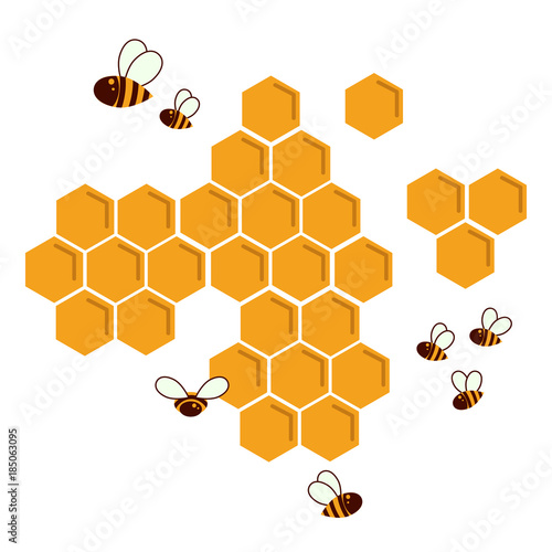 Icon bee honeycomb. Hexagon natural honey struct