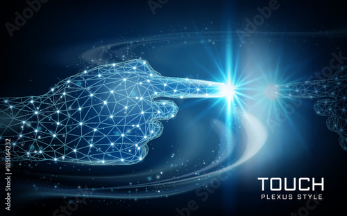 Hand touching a glowing spot