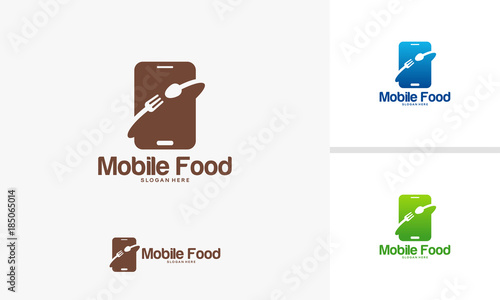 Online Food logo designs vector, Mobile food logo template designs