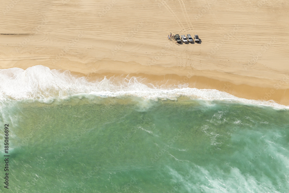 Naklejka premium Coastal ocean beach from above