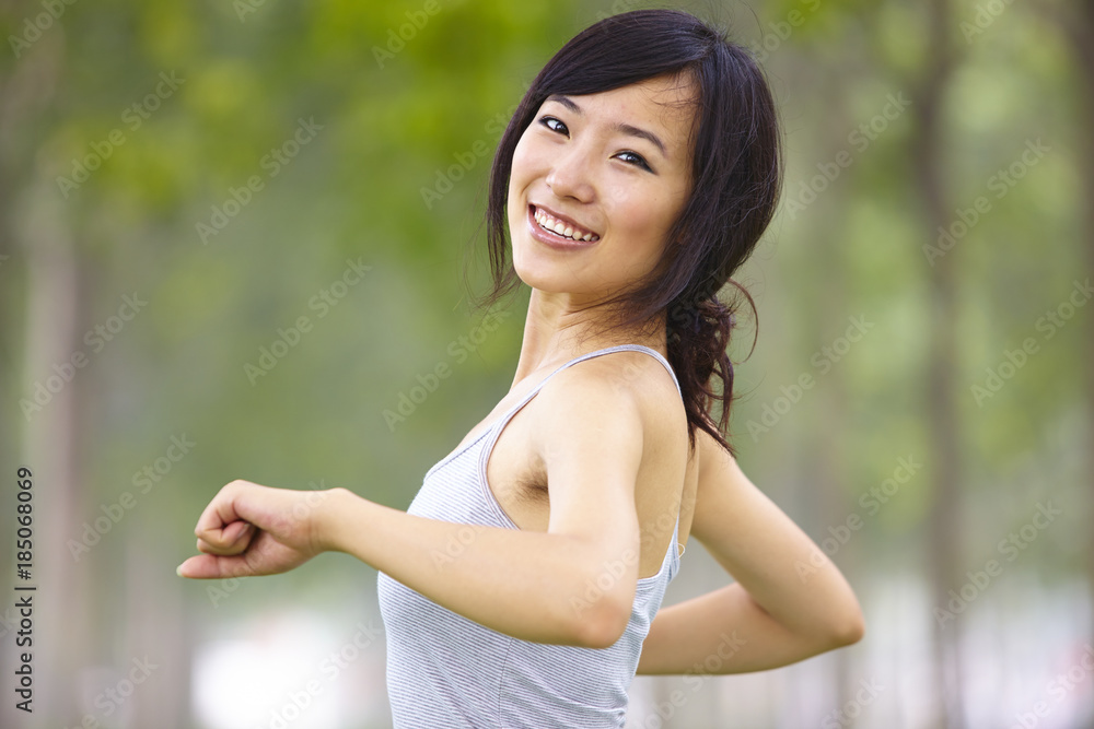 pretty young asian woman jogging outdoor pretty young asian woman jogging outdoor