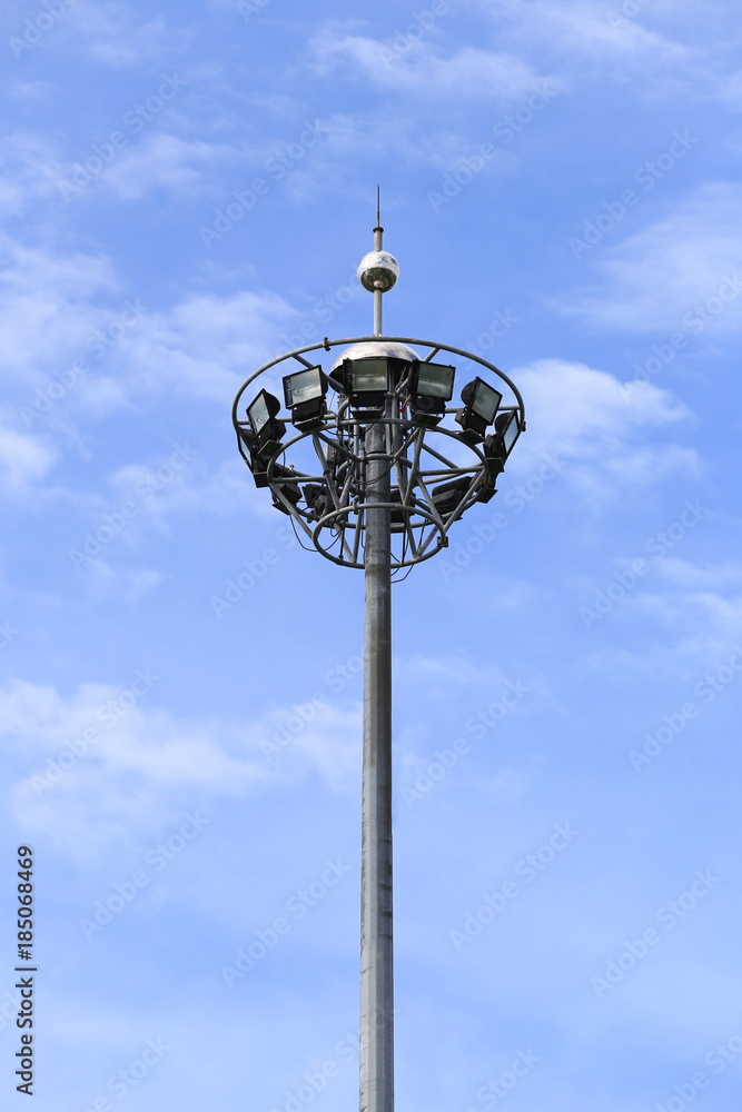 Outdoor Spotlight on blue sky background. Outdoor Spotlight on blue sky background.
