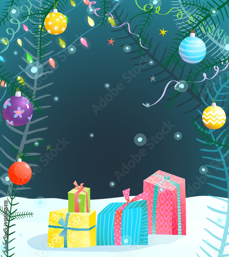 Background for winter Holiday design Christmas or new year eve. Vector Illustration.
