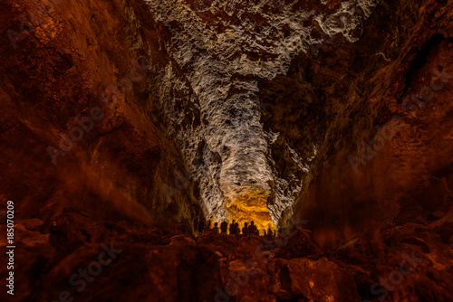 The Green Cave (Cueva de Los Verdes) is the main attraction on the island of Lanzarote. Canary Islands. Spain