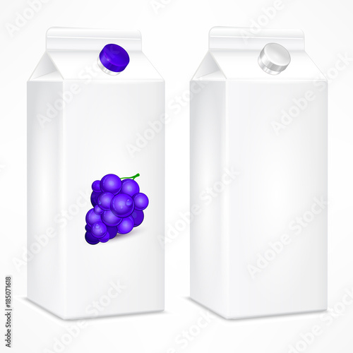 Packages template for juice,  cardboard pack with grapes fruit
