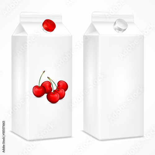 Packages template for juice,  cardboard pack with cherry fruit