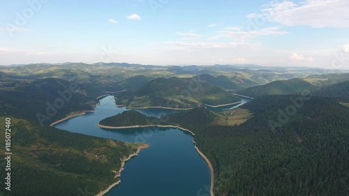 Aerial view of Ribnicko jezero lake in Serbia, 4k
 photo