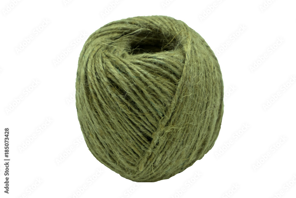 Skein of jute rope with loose end on white background, isolated. Skein of jute rope with loose end on white background, isolated.