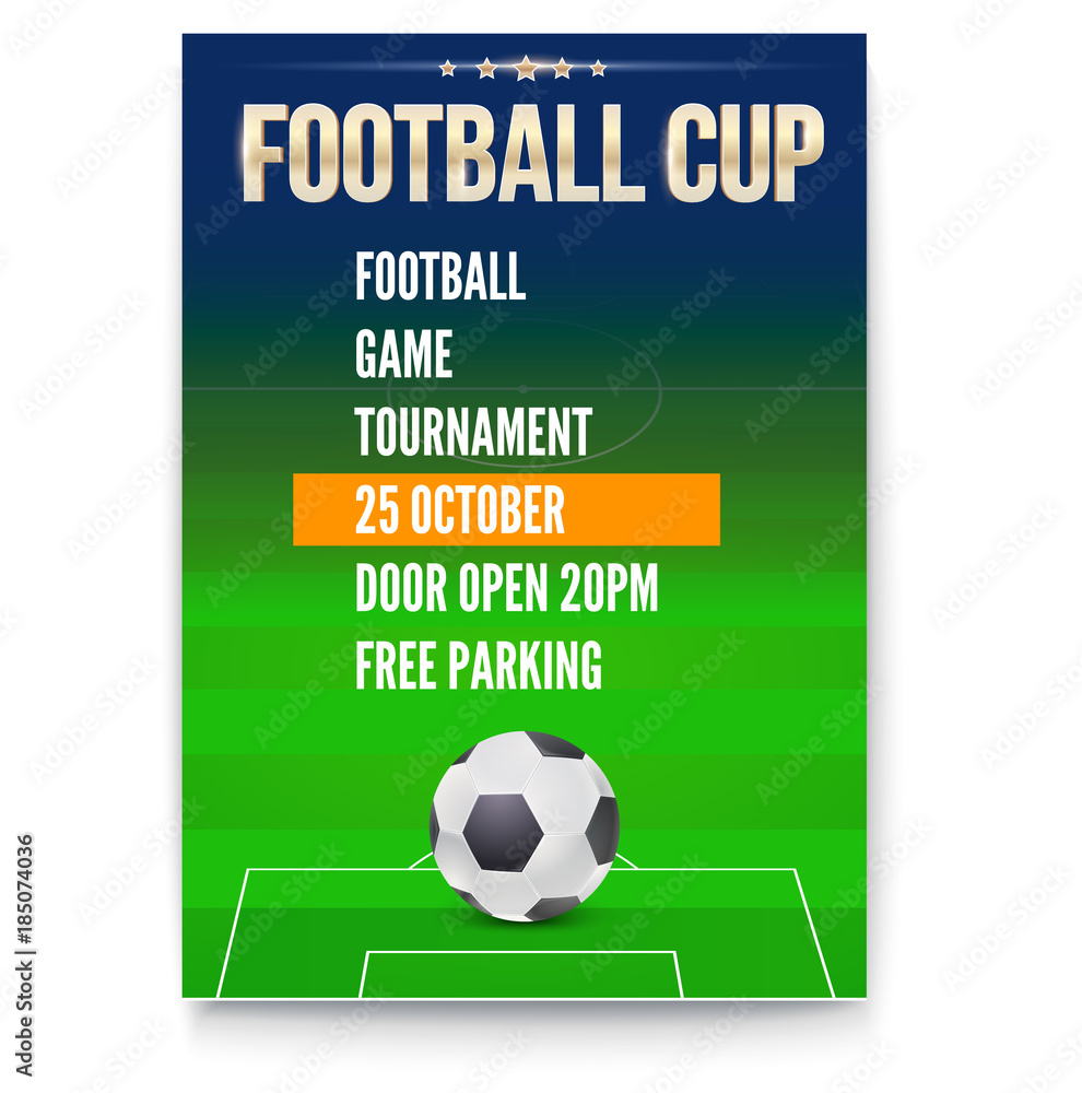 Poster of European football cup, design of flyer. Soccer ball on Intended For Sports Event Flyer Template
