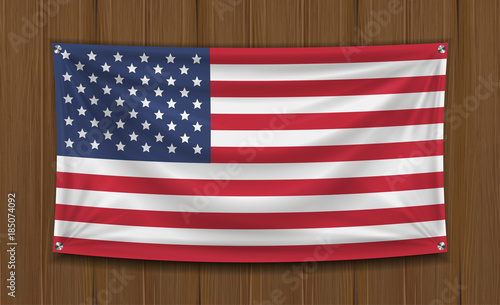 real america flag on wall wood board