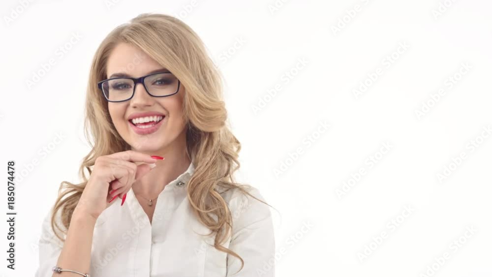 Young businesswoman gesticulating on white background Young businesswoman gesticulating on white background