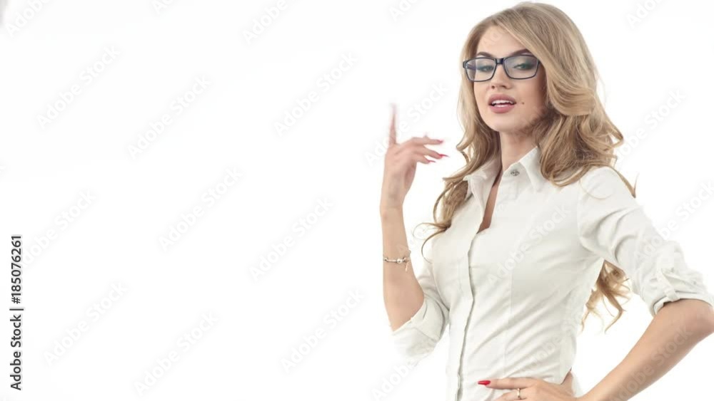 Young businesswoman gesticulating on white background Young businesswoman gesticulating on white background