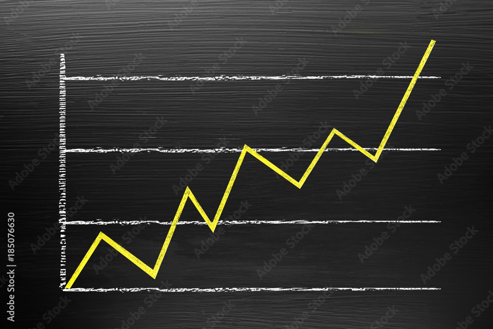 Fototapeta premium creativity concept for ggrowing graph and Success, Blackboard with chalk doodle, can put more text at a later