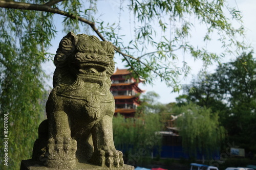 Chinese garden of mighty stone lion