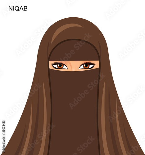 Vector arab niqab style, beautiful arabic muslim woman Illustration isolated