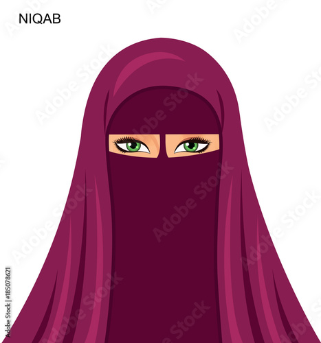 Vector arab niqab style, beautiful arabic muslim woman llustration isolated