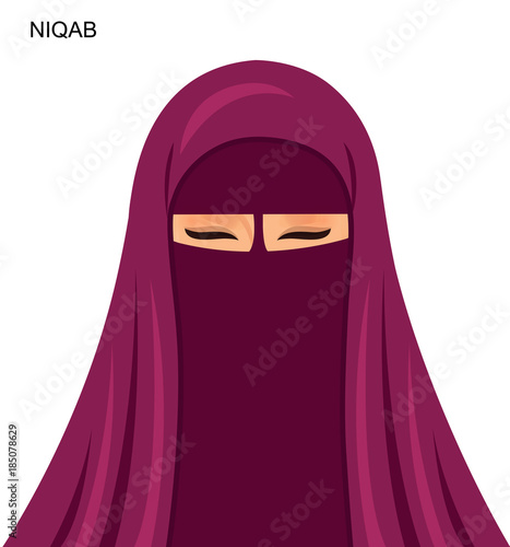 Vector arab niqab style, beautiful arabic muslim woman Illustration isolated