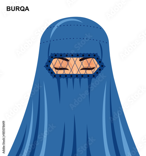 Vector beautiful arabic muslim woman in burqa Illustration isolated icon avatar