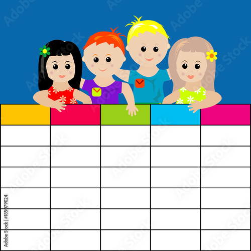 School timetable with kids