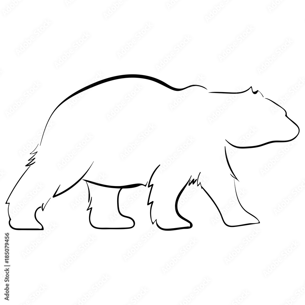 walking bear silhouettes style line art vector walking bear silhouettes style line art vector